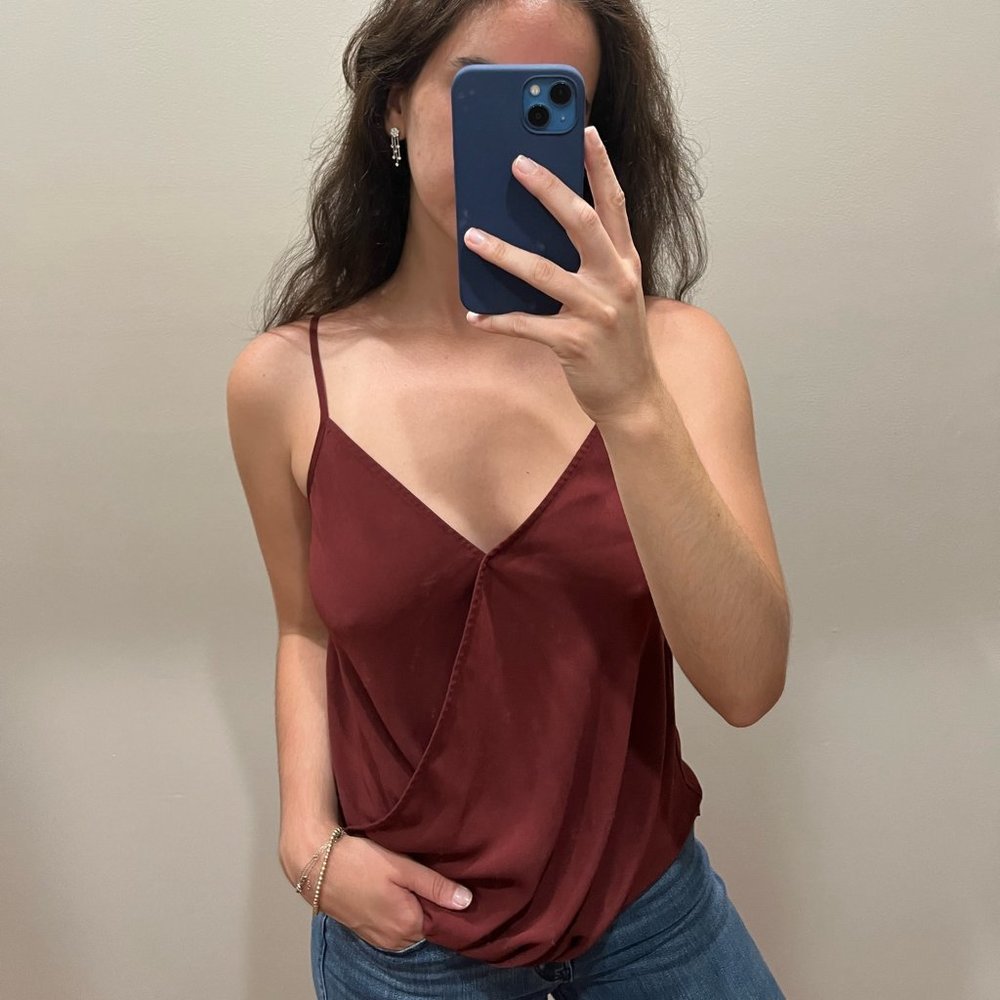 Naked Zebra | Burgundy Sleeveless Wrap Top with Adjustable Straps | Size M